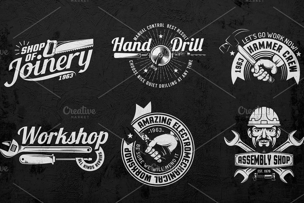 Workshop Emblems On Dark