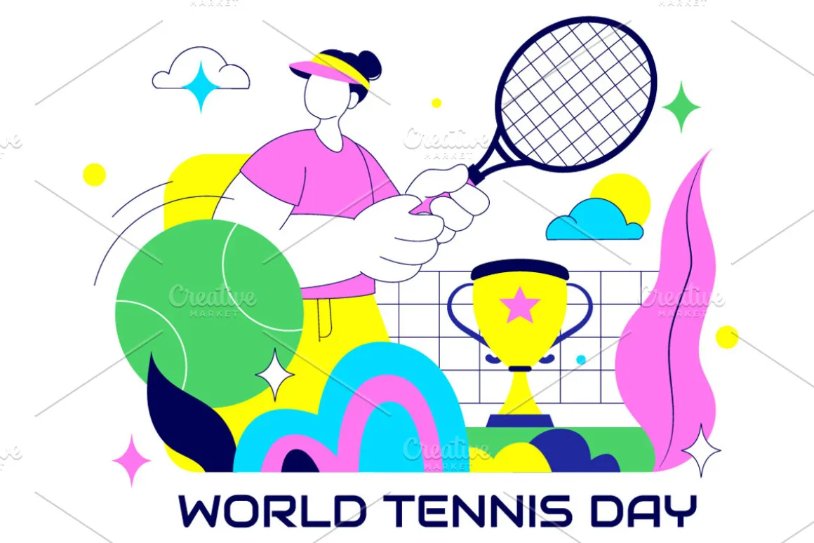 10 World Tennis Day Illustration