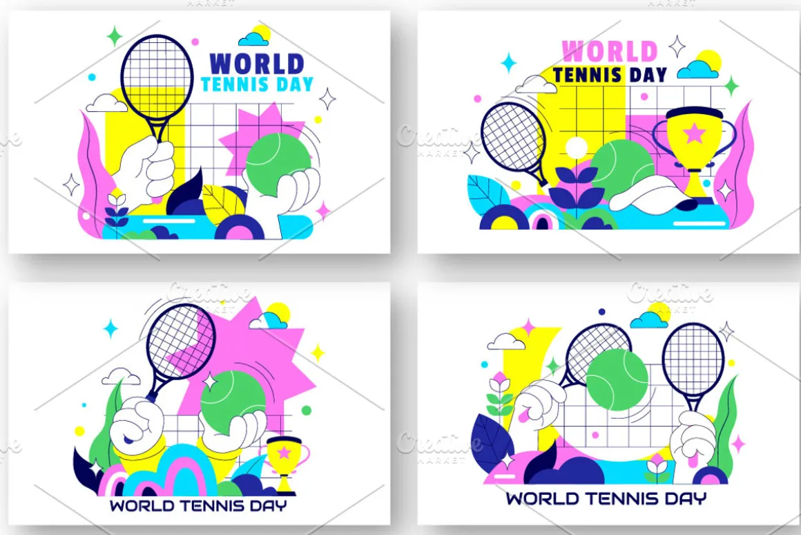 10 World Tennis Day Illustration