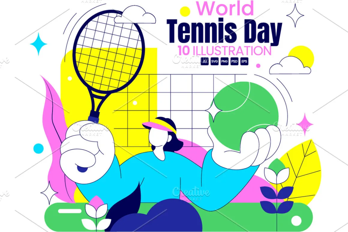 10 World Tennis Day Illustration