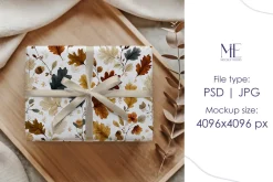 Wrapping Paper Gift Box Mockup PSD