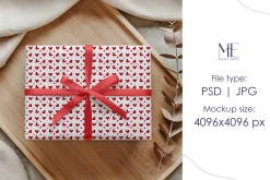 Wrapping Paper Gift Box Mockup PSD