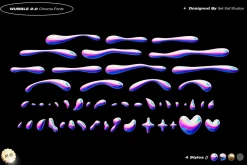 Wubble 2.0 3D Chrome Font Set
