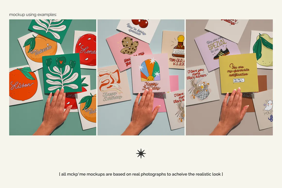 1x1 Many square postcards mockup