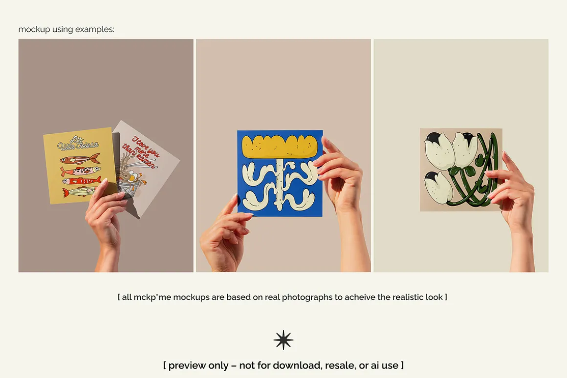1x1 Square greeting cards mockup set