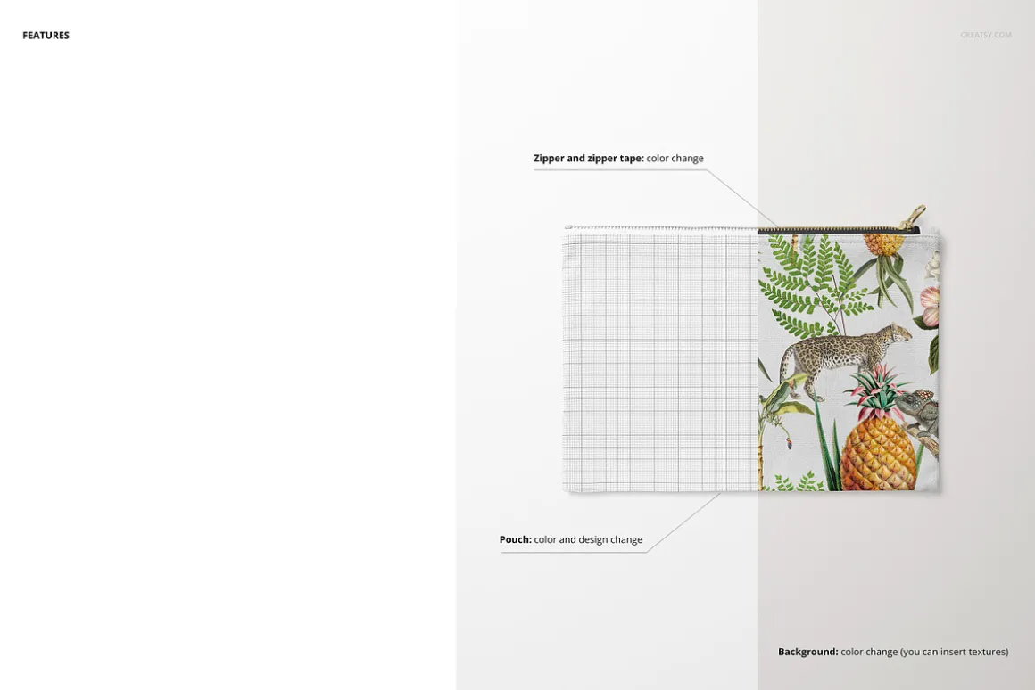 27.5x19cm Flat Canvas Pouch Mockup