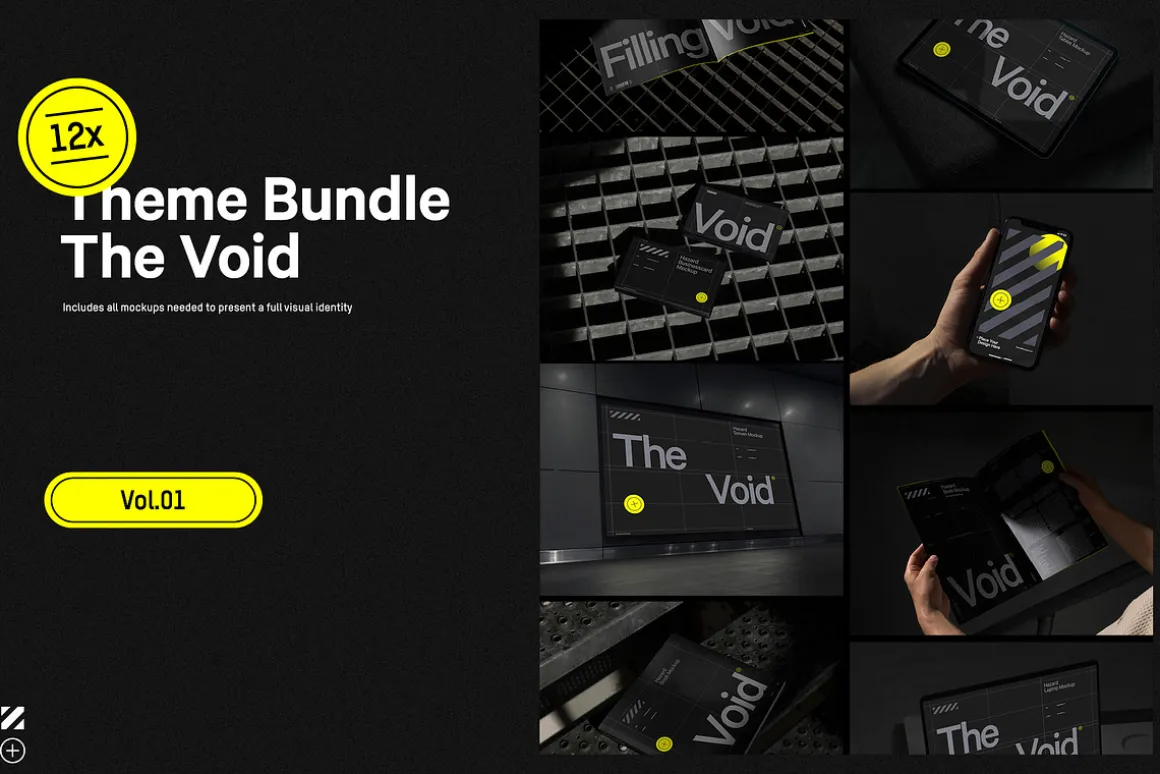 12x Dark Branding Mockup Bundle