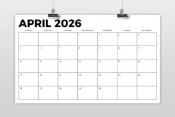 2026 8.5x14 Inch Bold Calendar