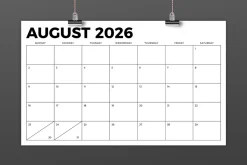 2026 8.5x14 Inch Bold Calendar