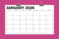 2026 8.5x14 Inch Bold Calendar