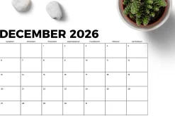 2026 8.5x14 Inch Bold Calendar