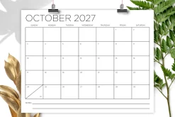 2027 8.5 x 11 Inch Calendar Template