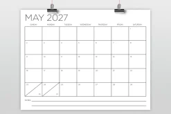 2027 8.5 x 11 Inch Calendar Template
