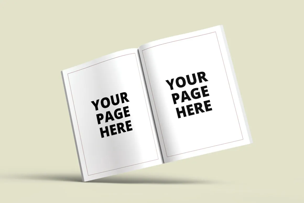 8.5 X 11 Open Book Standing Mockup