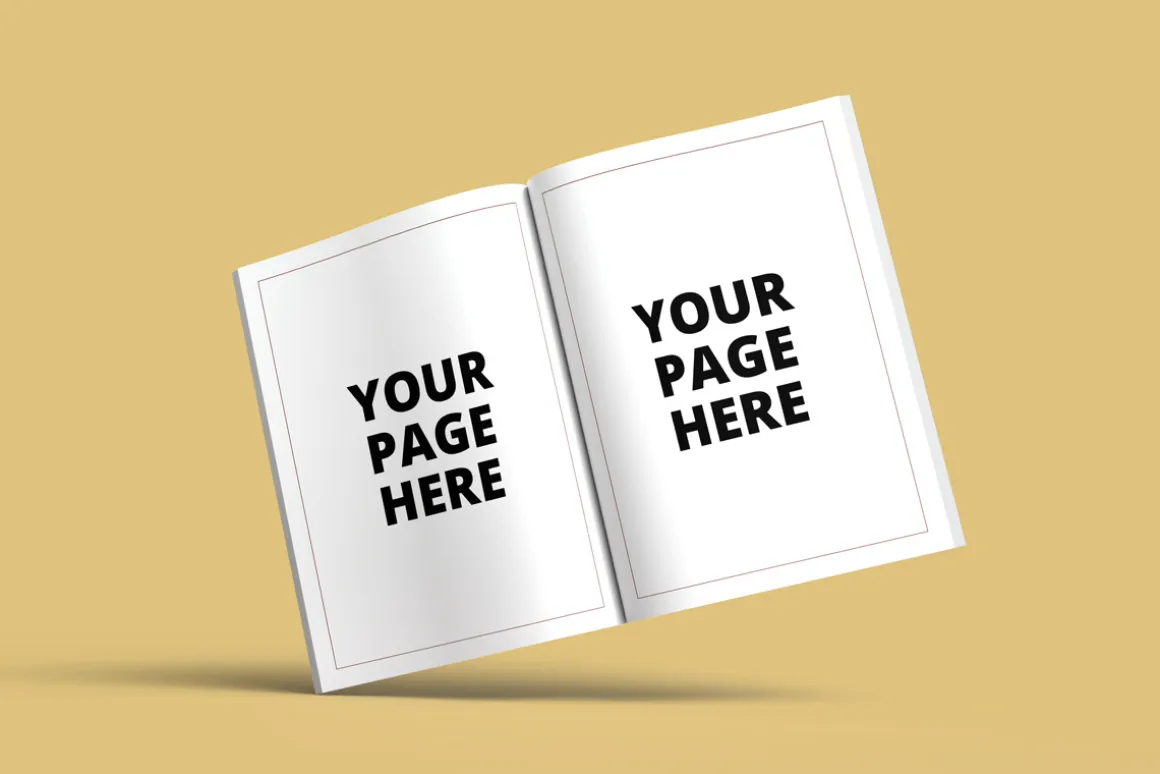 8.5 X 11 Open Book Standing Mockup