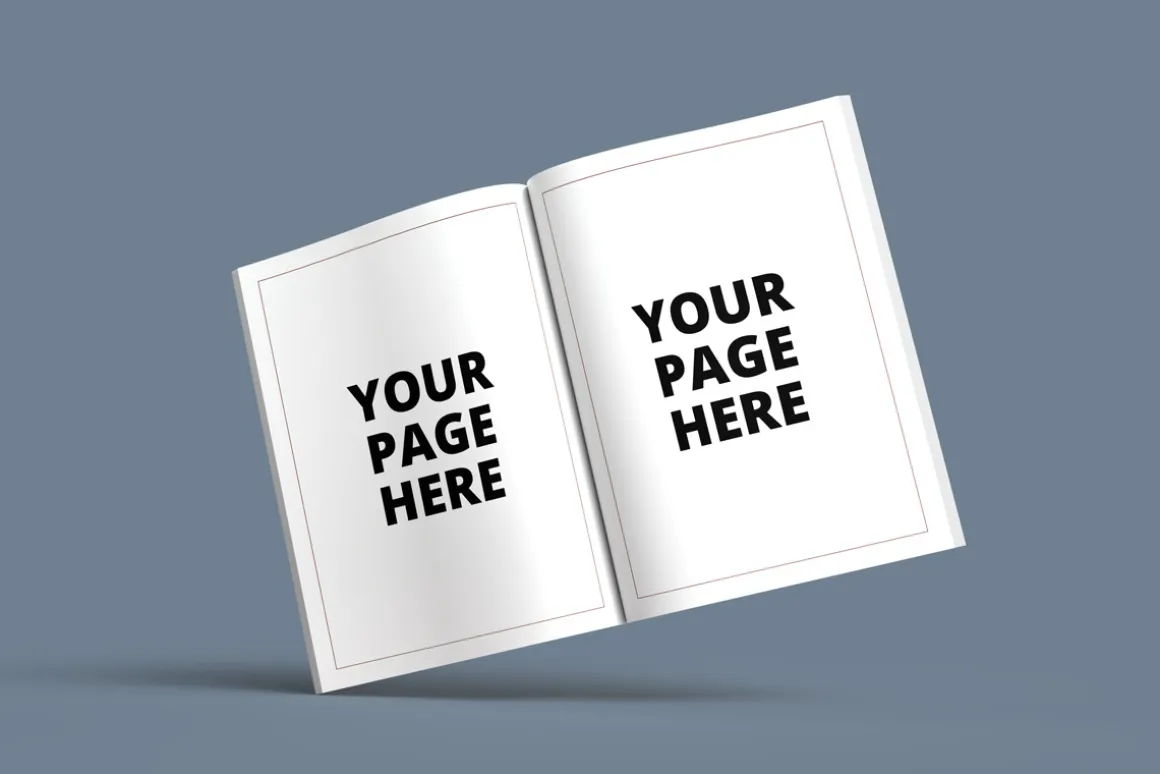 8.5 X 11 Open Book Standing Mockup