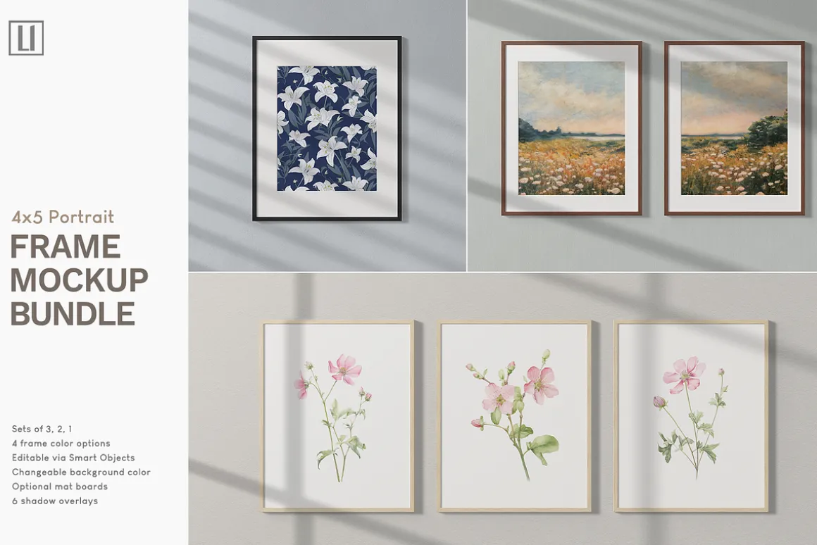 4x5 Portrait Frame Mockup Bundle