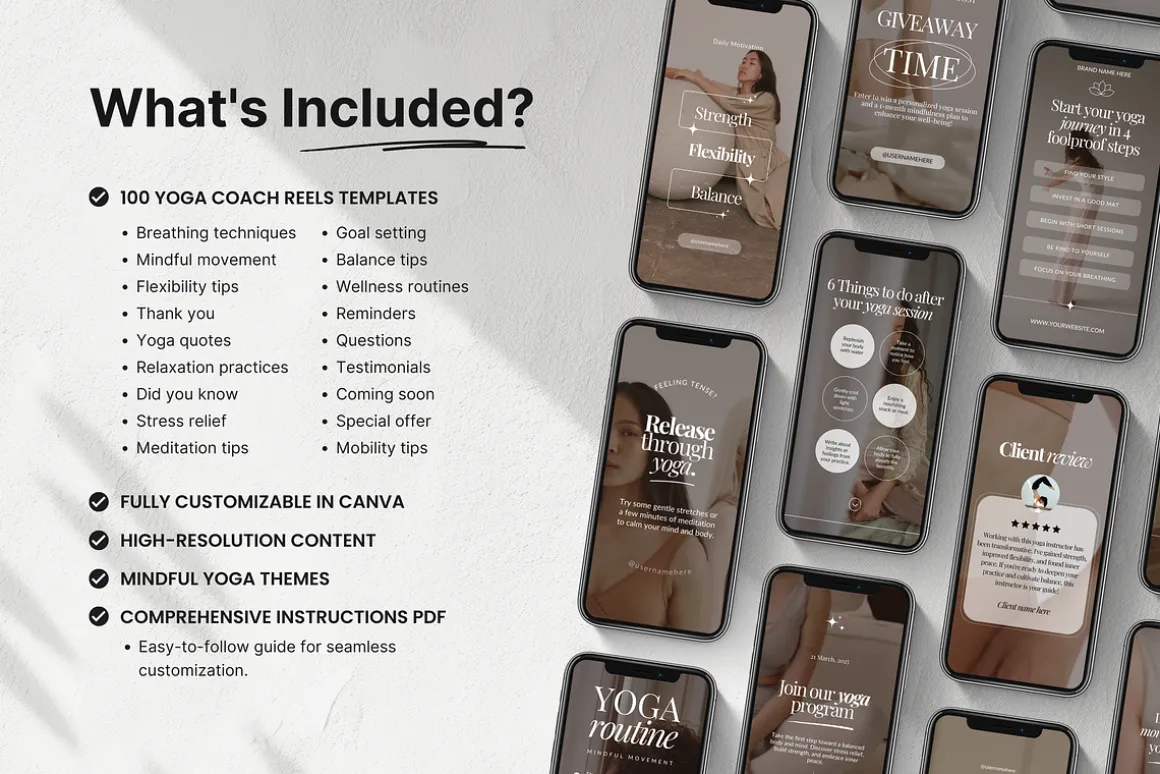 100 Yoga Instagram Reels Templates