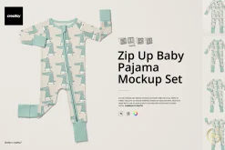 Zip Up Baby Pajama Mockup Set